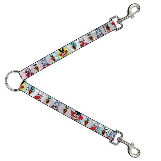 Dog Leash Splitter - Bunny Superhero Multi Pastel