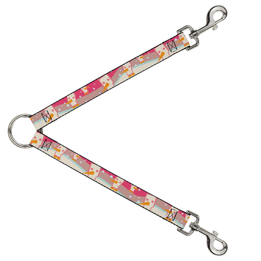 Dog Leash Splitter - Block Penguins Mauve
