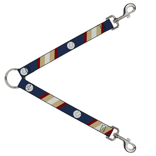 Dog Leash Splitter - Ball/Stripes Tan/Blue/Burgundy