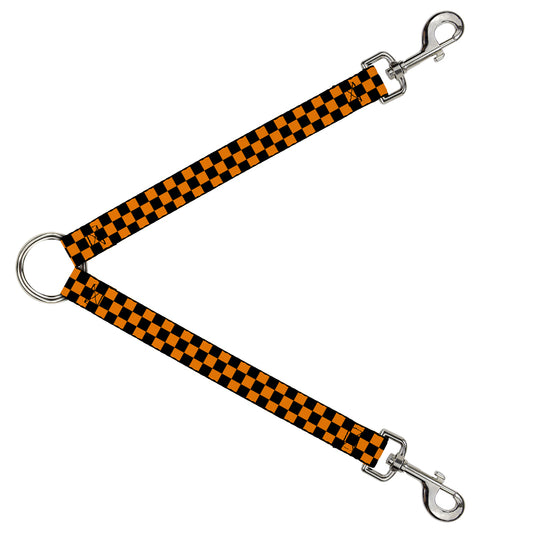 Dog Leash Splitter - Checker Black/Neon Orange