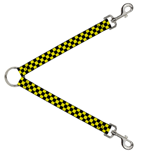 Dog Leash Splitter - Checker Black/Neon Yellow