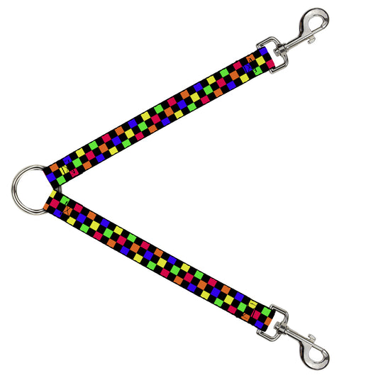 Dog Leash Splitter - Checker Black/Multi Neon