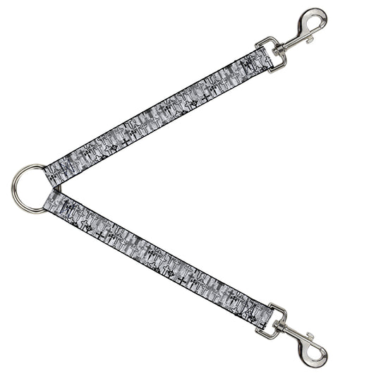 Dog Leash Splitter - Crosses Assorted Distressed White/Black
