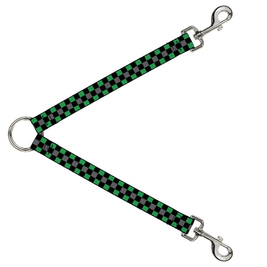 Dog Leash Splitter - Checker Black/Gray/2 Green