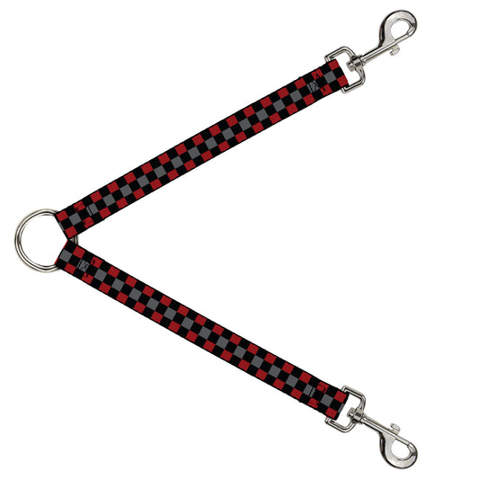 Dog Leash Splitter - Checker Black/Gray/2 Red