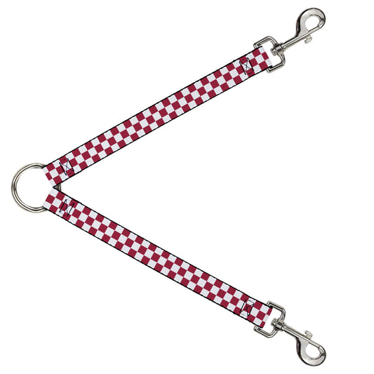 Dog Leash Splitter - Checker Crimson/White