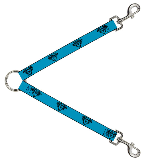 Dog Leash Splitter - Diamond Sketch Turquoise/Black