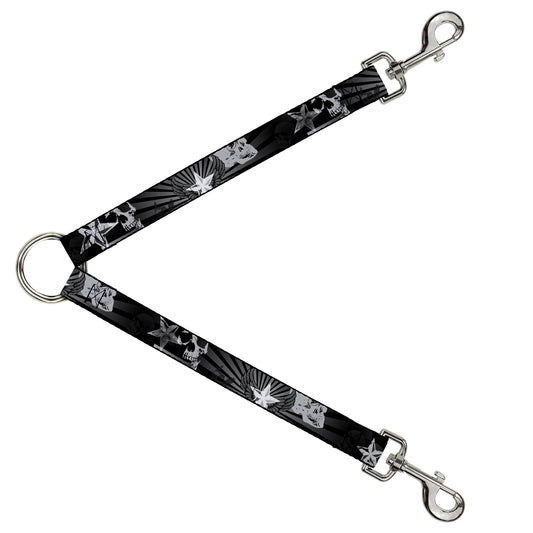 Dog Leash Splitter - Die Hard Skulls & Stars1 Black/Grays
