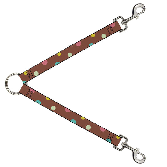 Dog Leash Splitter - Dots Brown/Multi Pastel
