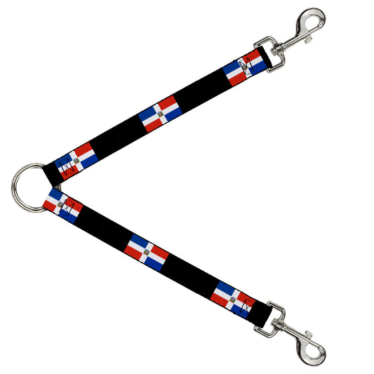 Dog Leash Splitter - Dominican Republic Flags/Black Blocks