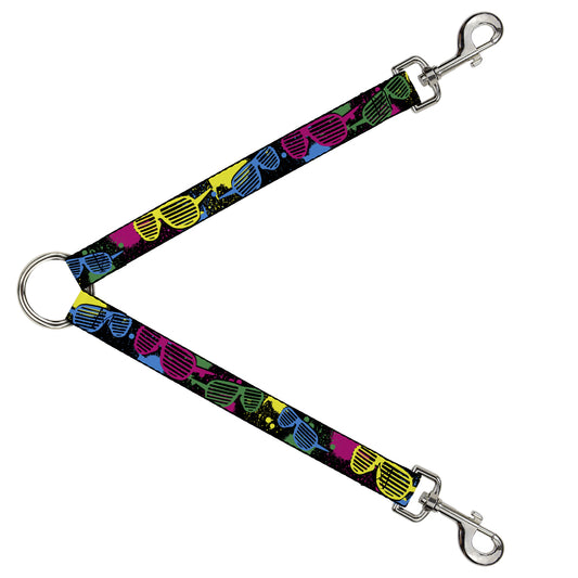 Dog Leash Splitter - Eighties Shades Splatter Black/Neon