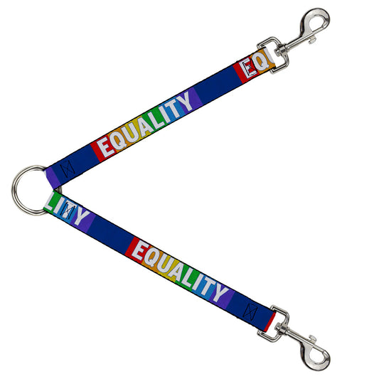 Dog Leash Splitter - EQUALITY Blocks Rainbow Blue White