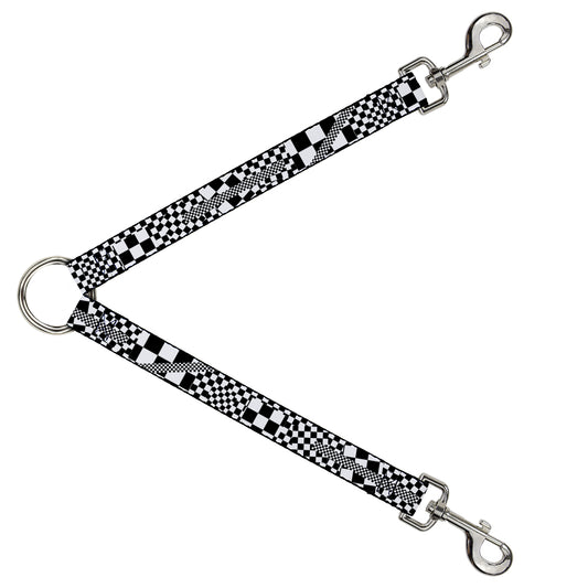Dog Leash Splitter - Funky Checkers Black/White