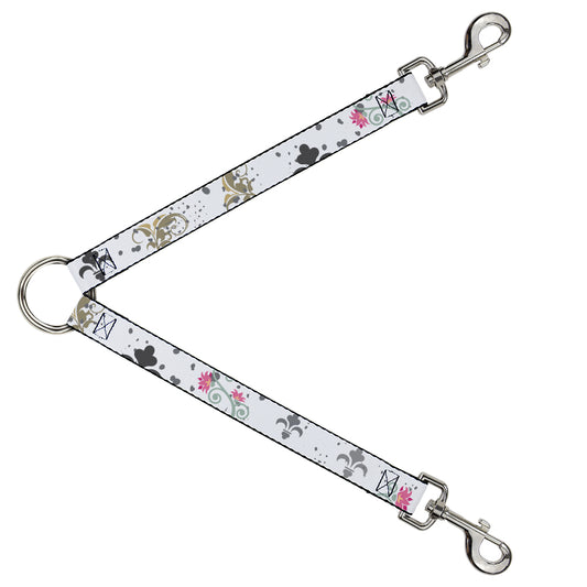 Dog Leash Splitter - Flower Splatter White/Gray