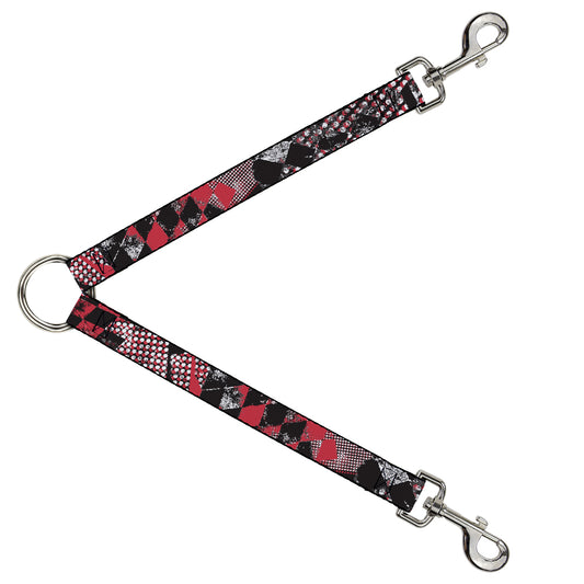 Dog Leash Splitter - Grunge Checker Flag Red