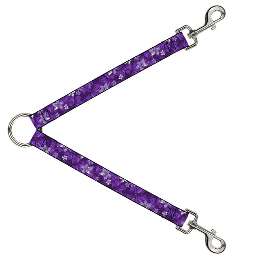 Dog Leash Splitter - Hibiscus Collage Purple Shades