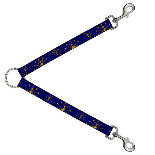 Dog Leash Splitter - Indiana Flag Torch CLOSE-UP Navy Blue Gold