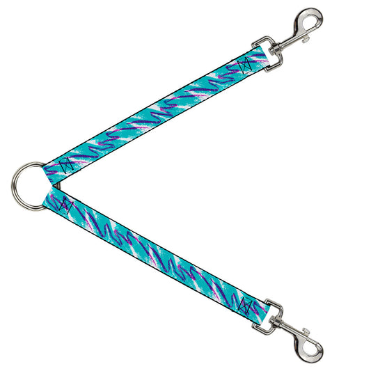 Dog Leash Splitter - Jazzy Wave Scribble White Teal Purple