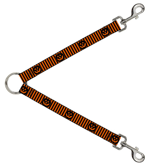 Dog Leash Splitter - Jack-o'-Lantern Pumpkin Stripe Orange Black