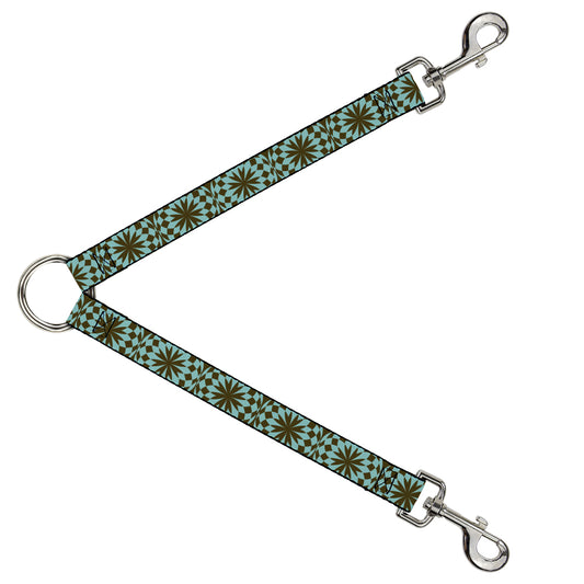 Dog Leash Splitter - Kaleidoscope Balls Turquoise/Brown