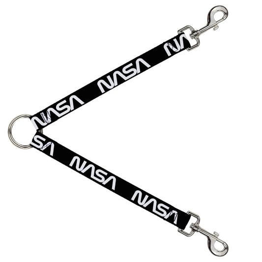 Dog Leash Splitter - NASA Text Black White