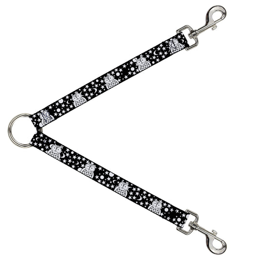 Dog Leash Splitter - Owls Black/White2