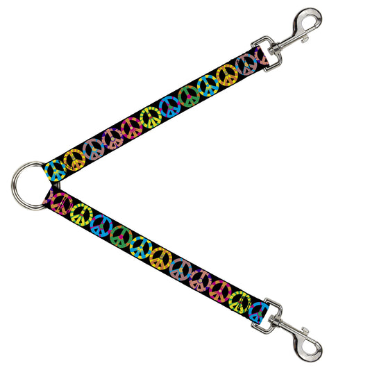 Dog Leash Splitter - Peace Flowers Black/Multi Color