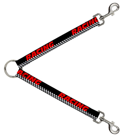 Dog Leash Splitter - RACING w/Checker Black/White/Red