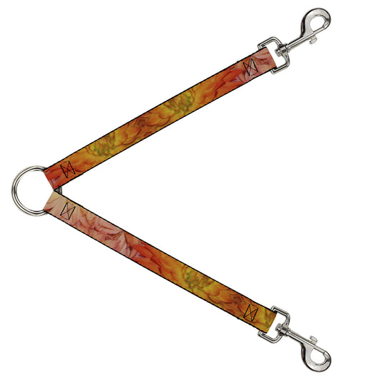 Dog Leash Splitter - Vivid Floral Collage Orange-Pinks