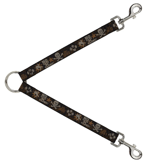 Dog Leash Splitter - Western NO GUTS NO GLORY Skull and Crossbones Browns Gray