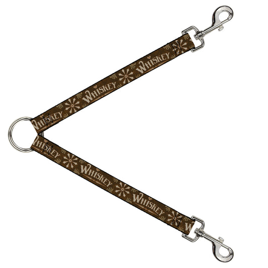 Dog Leash Splitter - Western WHISKEY Heart Repeat Browns Tan