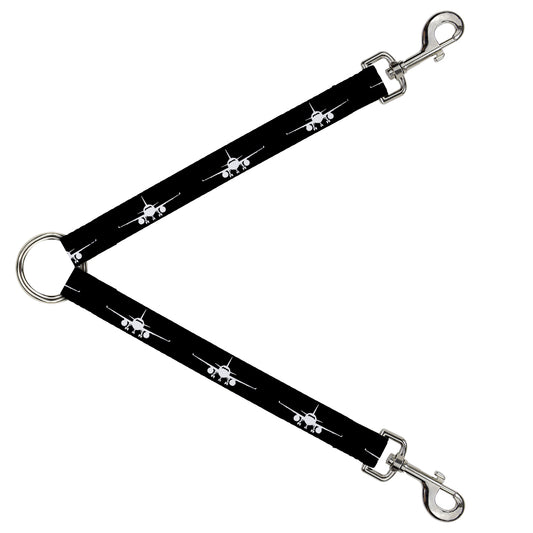 Dog Leash Splitter - Airplane Silhouette Black White