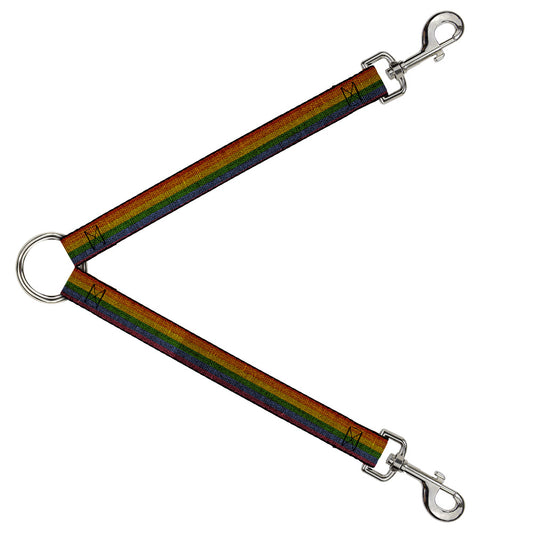 Dog Leash Splitter - Burlap Texture Rainbow