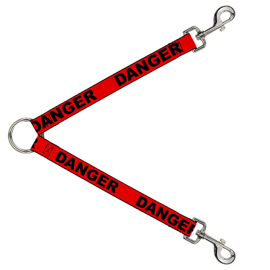 Dog Leash Splitter - DANGER Text Red Black