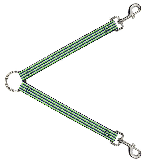 Dog Leash Splitter - Fine Stripes White/Neon Green/Navy