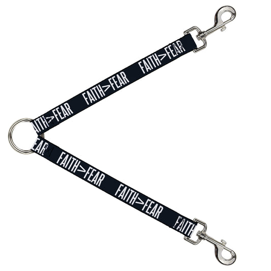 Dog Leash Splitter - FAITH Greater Than FEAR Navy Blue White