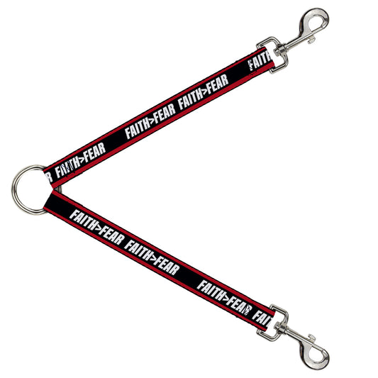 Dog Leash Splitter - FAITH Greater Than FEAR Stripe Red Black White