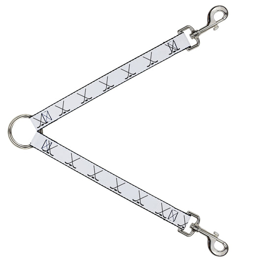 Dog Leash Splitter - Hockey Sticks and Puck White Black