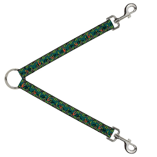 Dog Leash Splitter - MCO Orlando International Airport Carpet Teal Orange Yellow Black