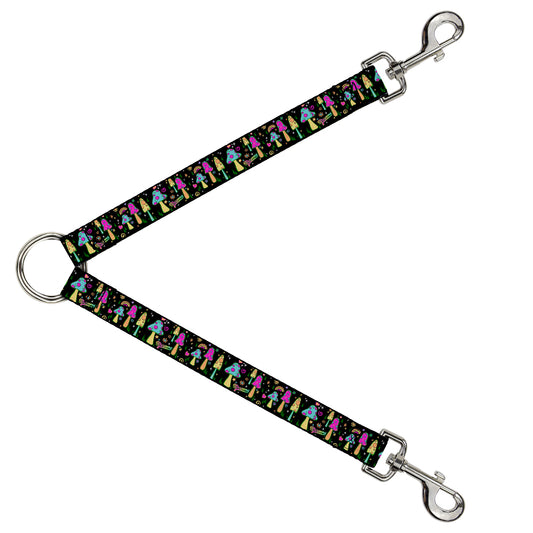 Dog Leash Splitter - Mushroom SHROOMY Garden Black Multi Color