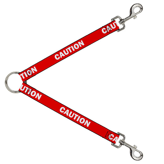 Dog Leash Splitter - Pet Quote CAUTION Red White
