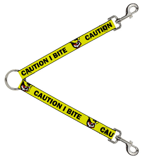 Dog Leash Splitter - Pet Quote CAUTION I BITE Dog Growl Yellow Black