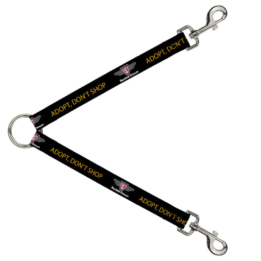 Dog Leash Splitter - Buckle-Down Logo ADOPT, DON'T SHOP Black/Yellow