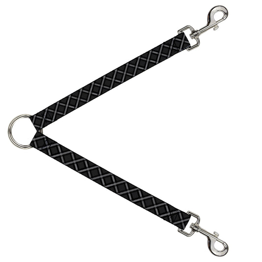 Dog Leash Splitter - Buffalo Plaid X Charcoal Black Gray