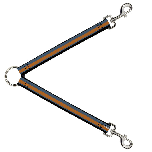 Dog Leash Splitter - Stripes Black Steel Blue Orange