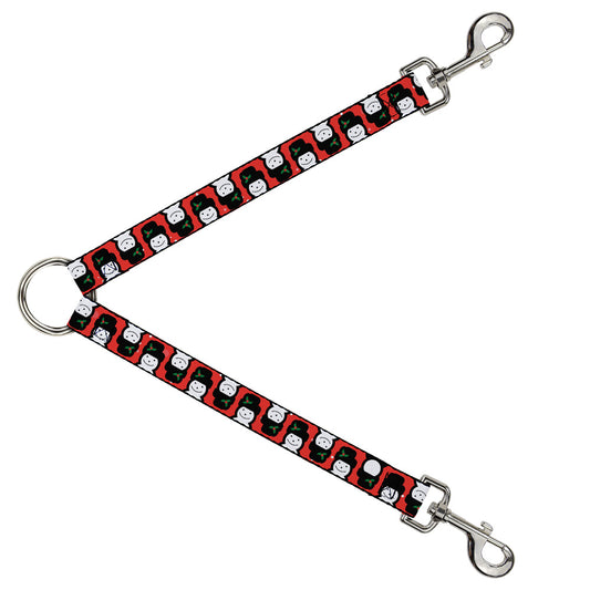 Dog Leash Splitter - Christmas Snowman Flip Red White