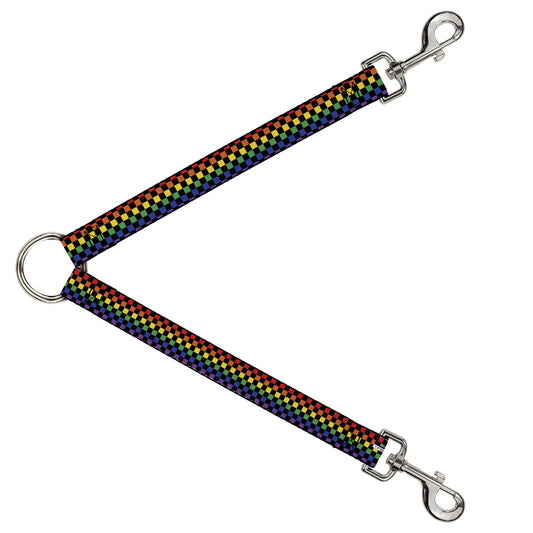 Dog Leash Splitter - Checker Black Rainbow Multi Color
