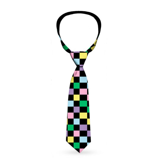 Necktie Standard - Checker Black Multi Pastel