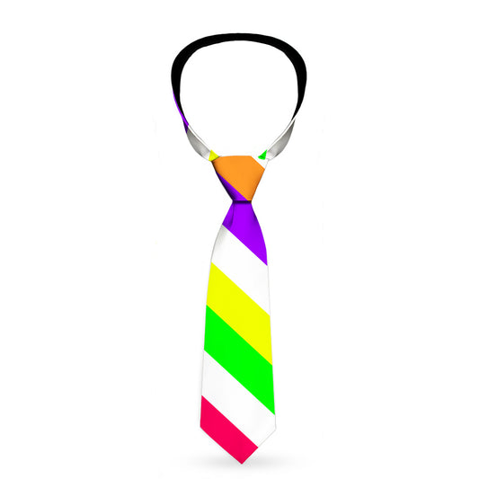 Necktie Standard - Diagonal Stripes White Multi Neon