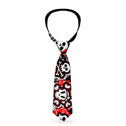 Buckle-Down Necktie - Girlie Skull Black/Red